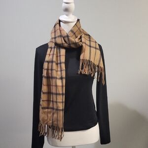 Brooks Brothers Signature Baby Camel Hair Tattersall Scarf